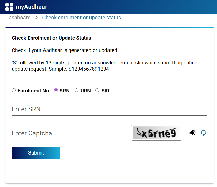 Check Aadhar card Update Status 